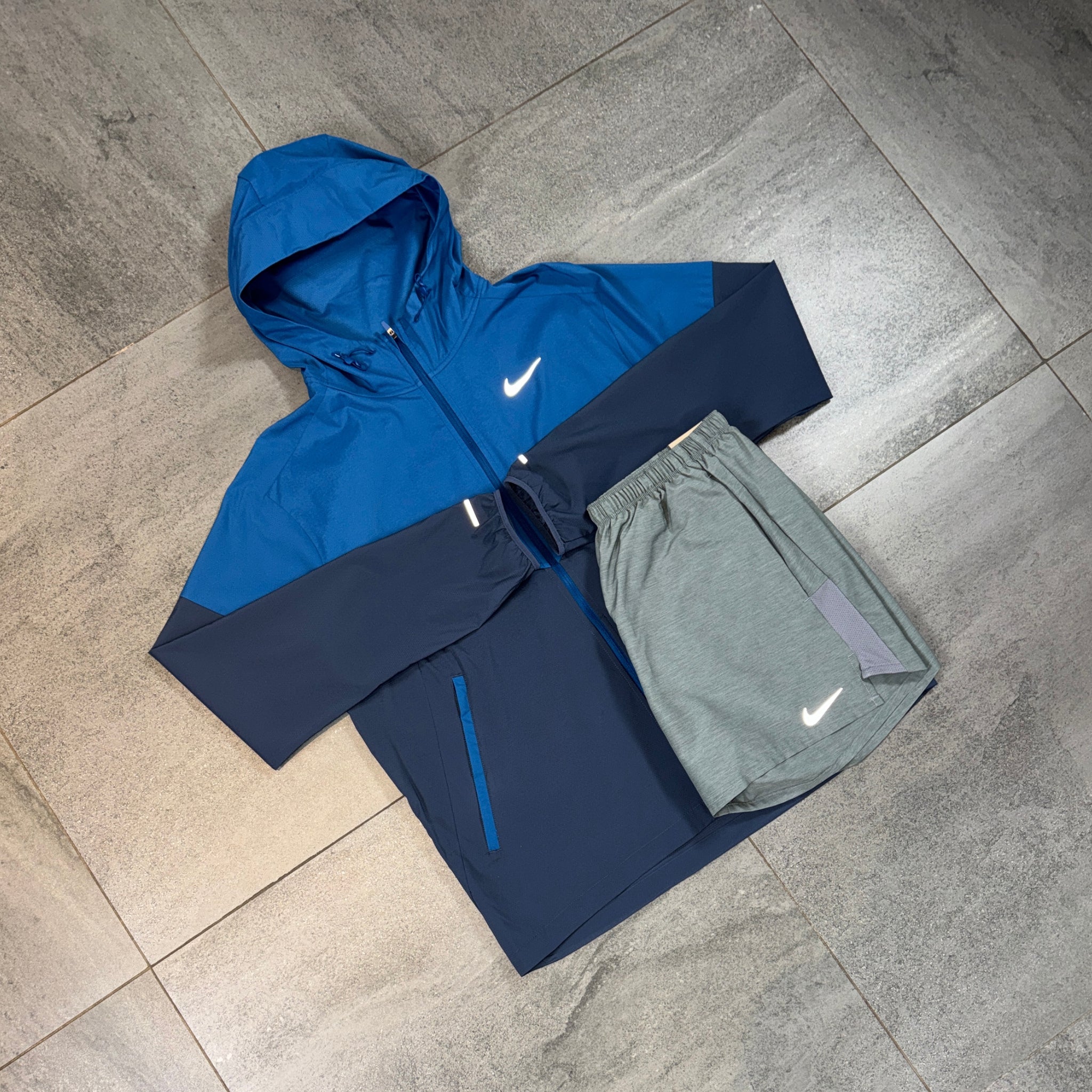 Nike Windrunner & Challenger Shorts Set 'Thunder Blue/Grey'