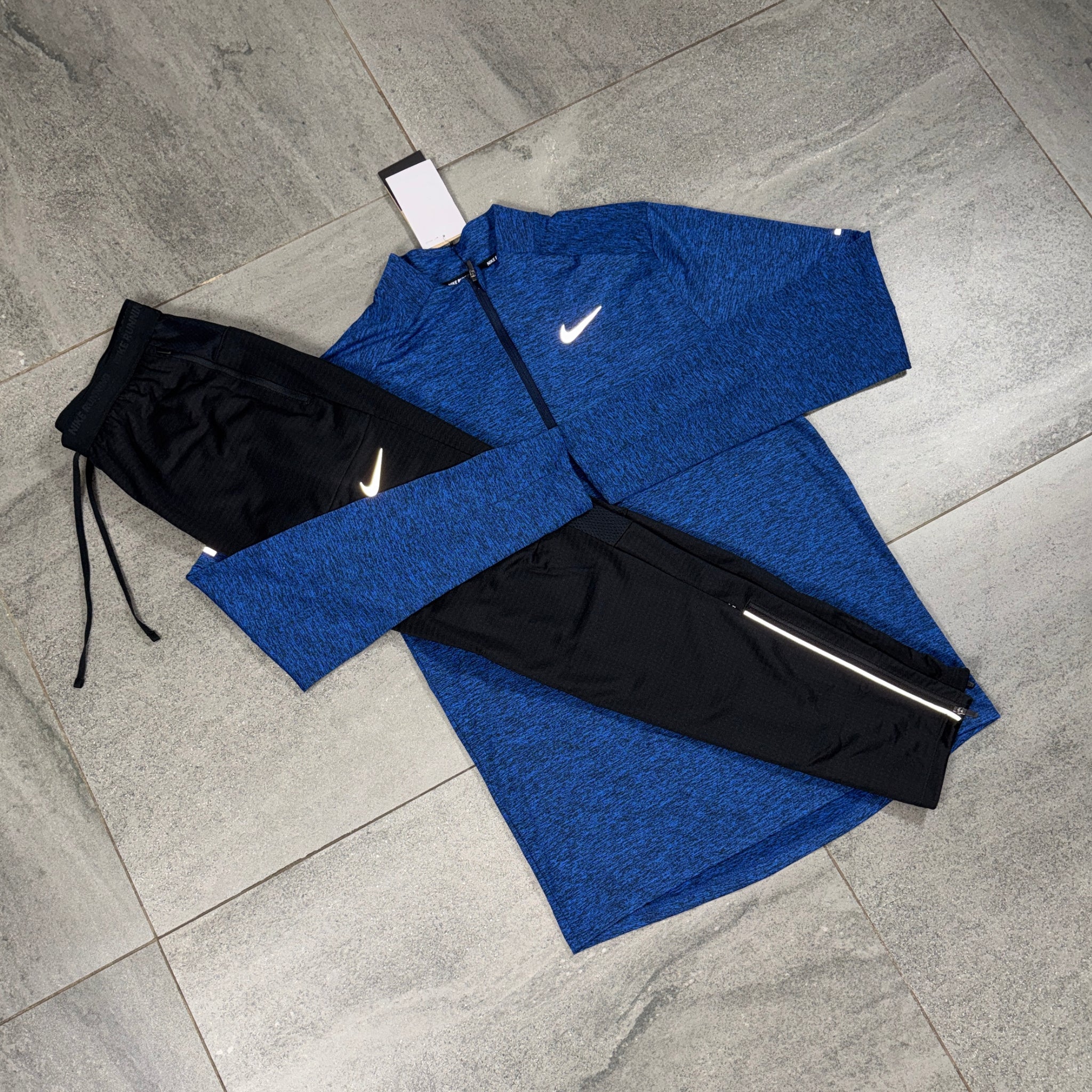 Nike 1/4 Running Top & Phenom Pants Set 'Royal Blue/Black'