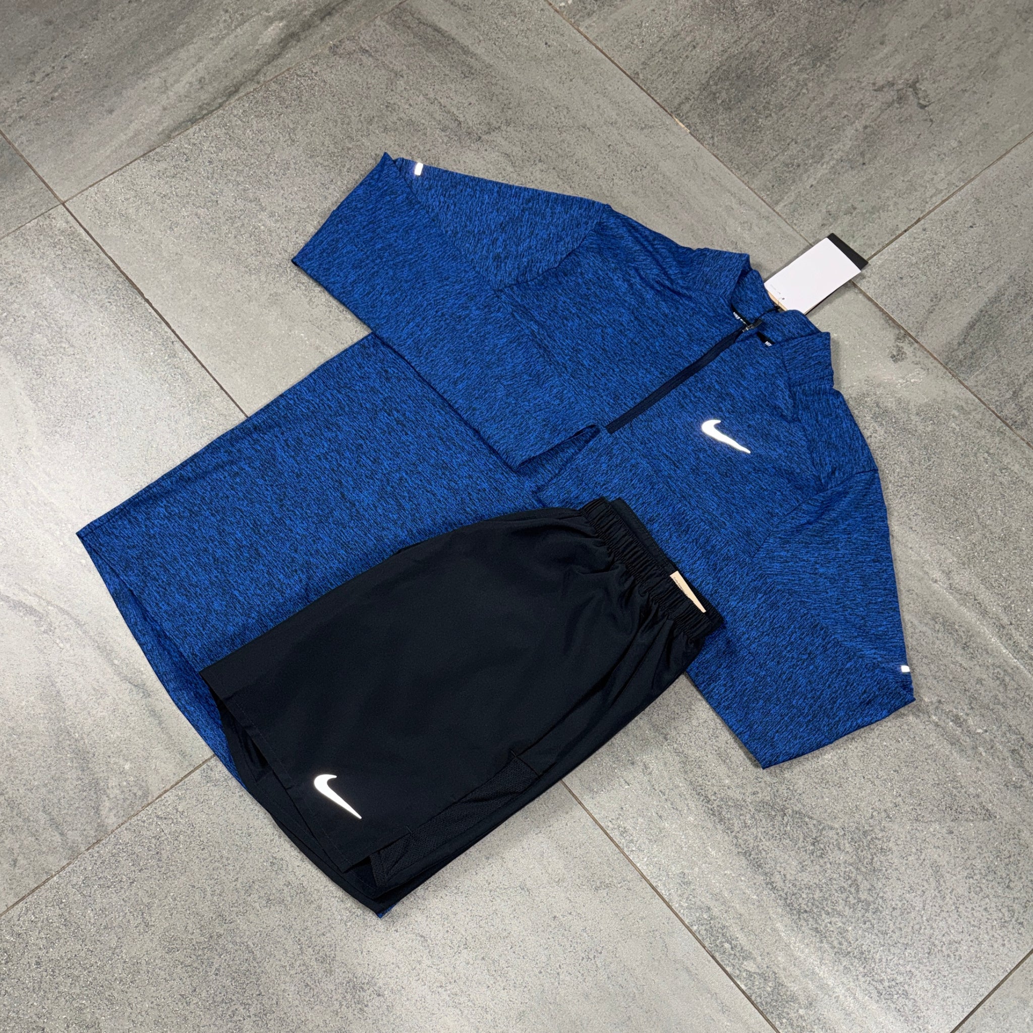 Nike 1/4 Running Top & Challenger Shorts Set 'Royal Blue/Black'