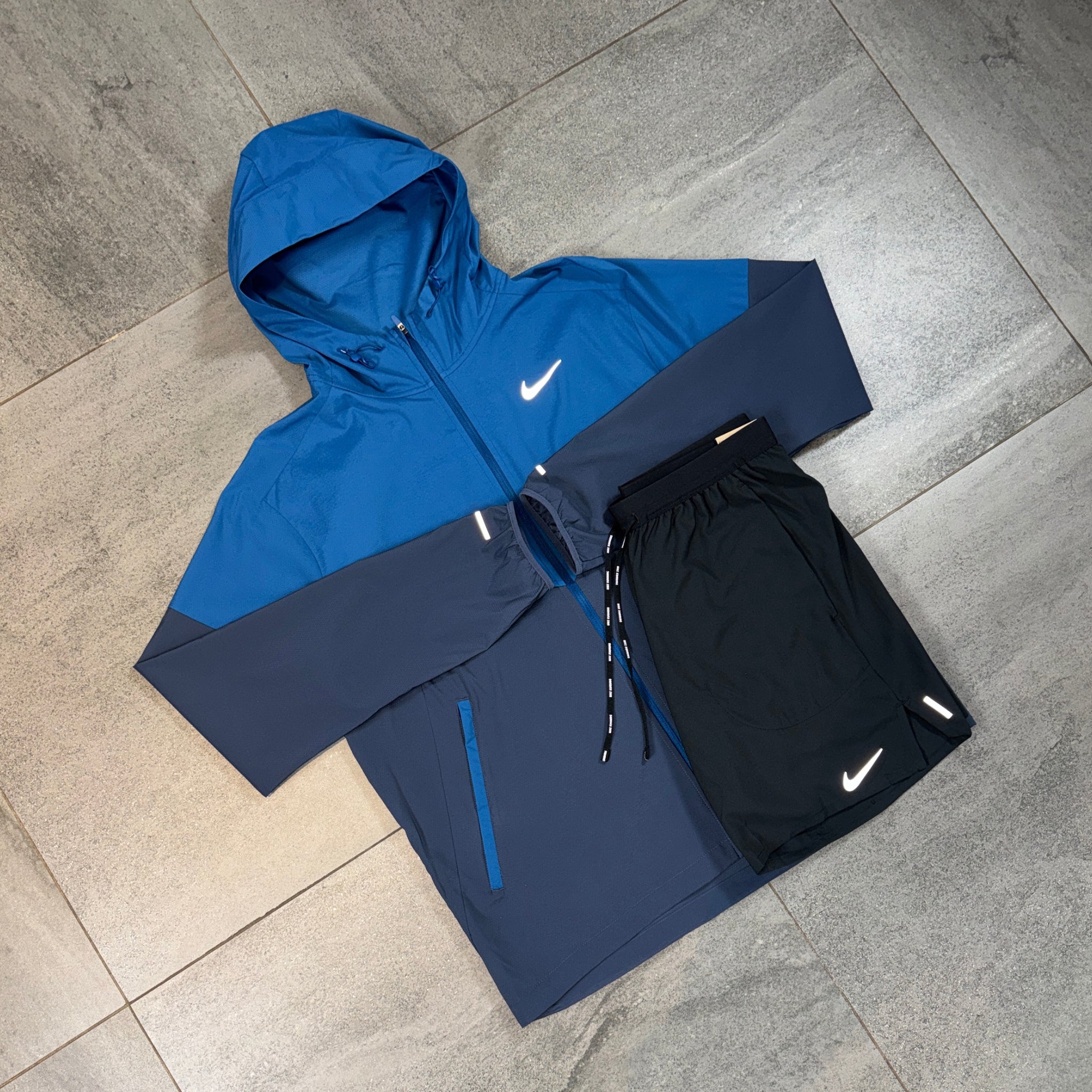 Nike Windrunner & Flex Shorts Set 'Thunder Blue/Black'