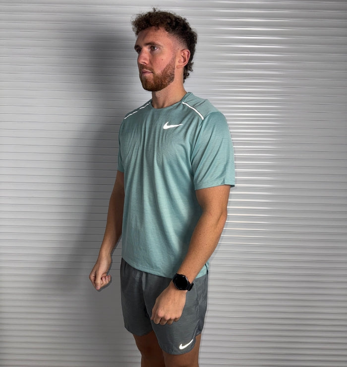 Nike Miler T-Shirt & Challenger Short Set 'Mineral Green/Grey'