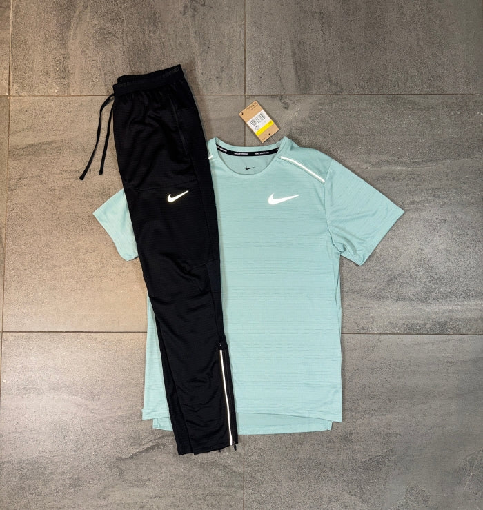 Nike Miler T-Shirt & Phenom Pants Set 'Mineral Green/Black'
