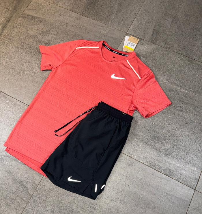 Nike Miler T-Shirt & Flex Short Set 'Adobe/Black'