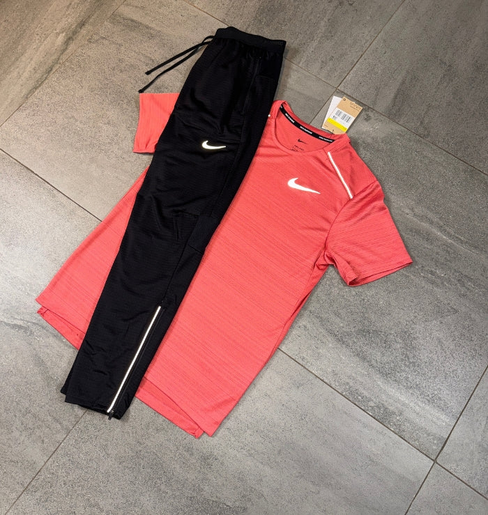 Nike Miler T-Shirt & Phenom Pants Set 'Adobe/Black'