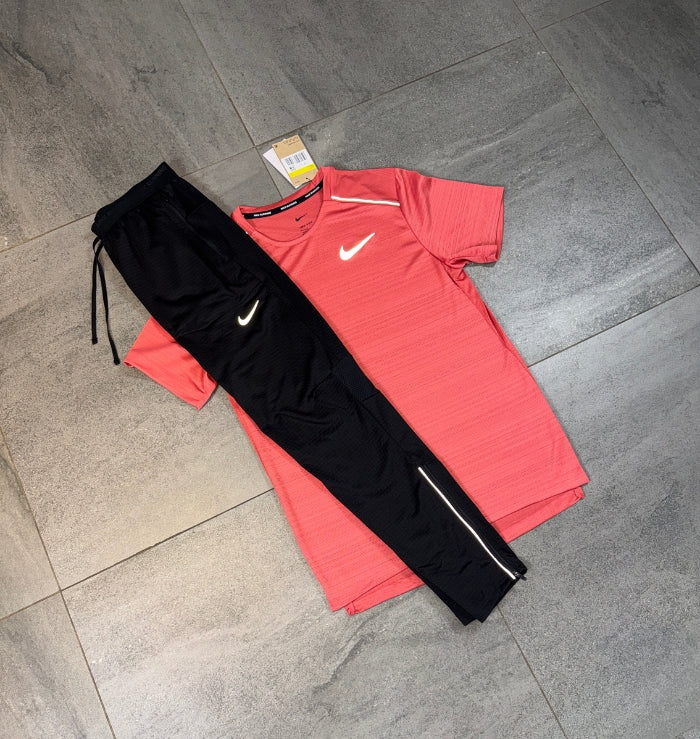 Nike Miler T-Shirt & Phenom Pants Set 'Adobe/Black'