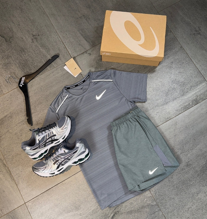 Nike Miler T-Shirt & Challenger Short Set 'Grey'