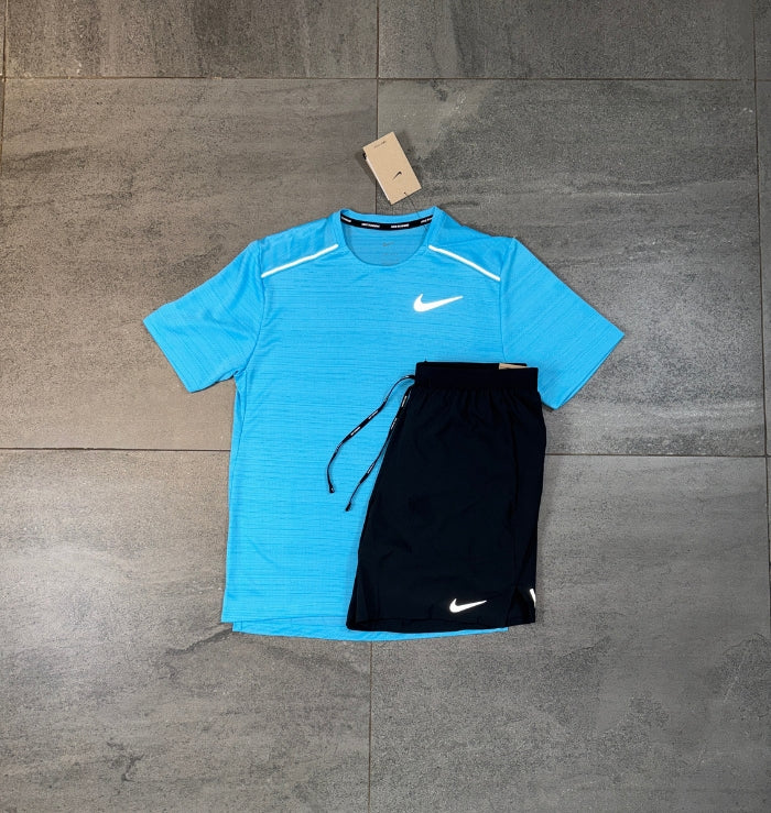 Nike Miler & Flex Shorts Set 'Baltic Blue/Black'