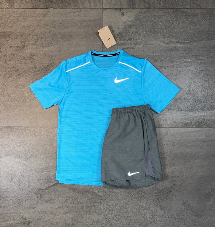 Nike Miler & Challenger Shorts Set 'Baltic Blue/Grey'