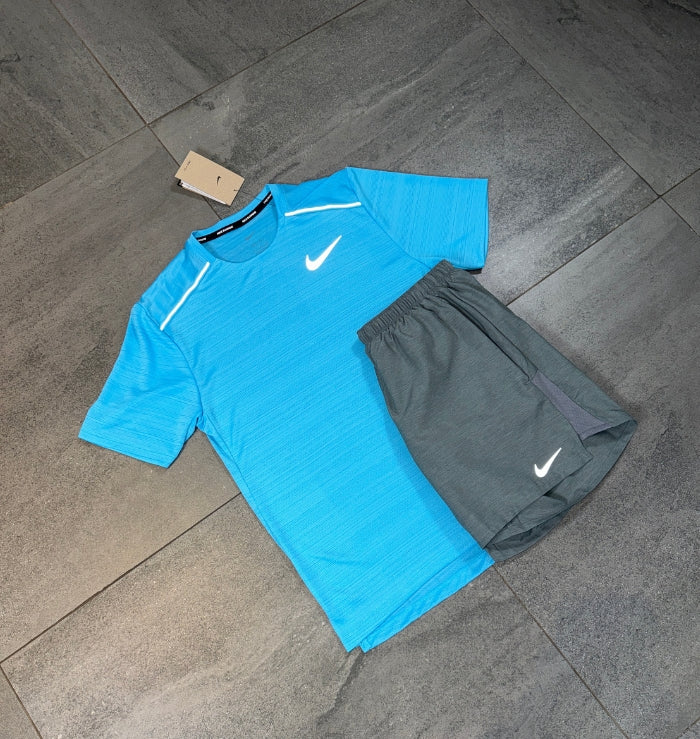 Nike Miler & Challenger Shorts Set 'Baltic Blue/Grey'