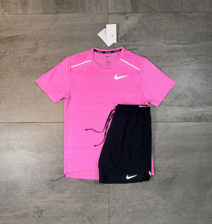 Nike Miler & Flex Shorts Set 'Playful Pink/Black'