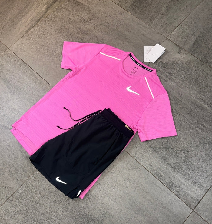 Nike Miler & Flex Shorts Set 'Playful Pink/Black'