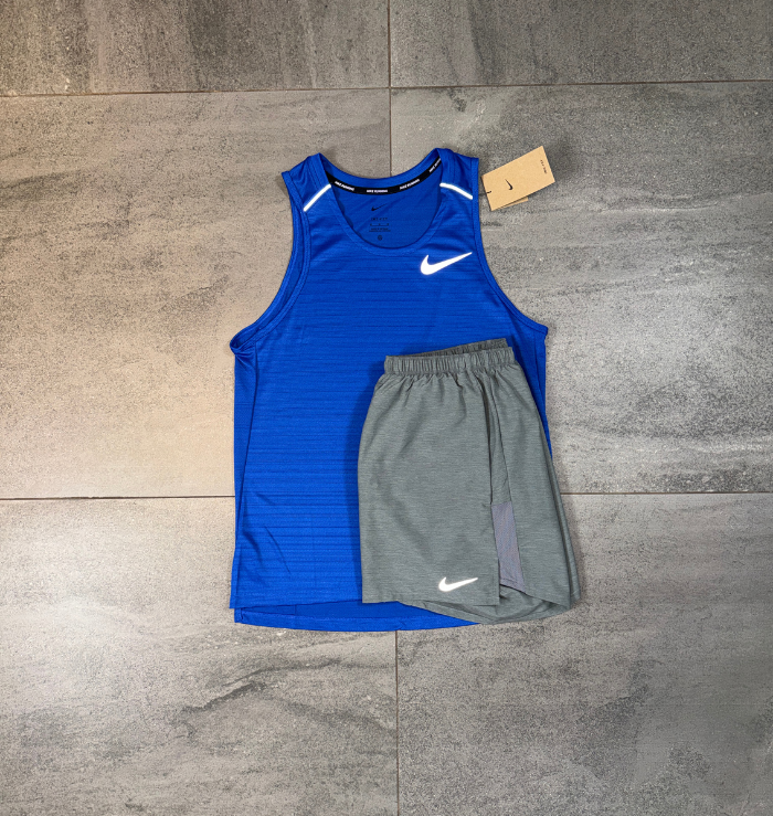 Nike Miler Vest & Challenger Short Set 'Royal Blue/Grey'