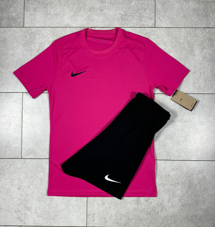 Nike Dri Fit Hot Pink Black Short Set