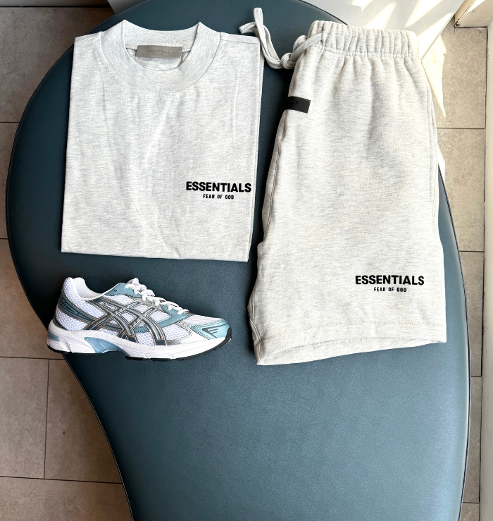 Fear of God Essentials Short Set Light Heather Oatmeal (SS22)