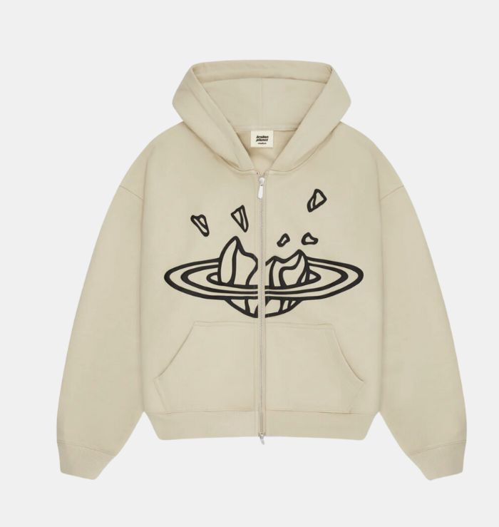 BPM Zip-Up Hoodie Bone White