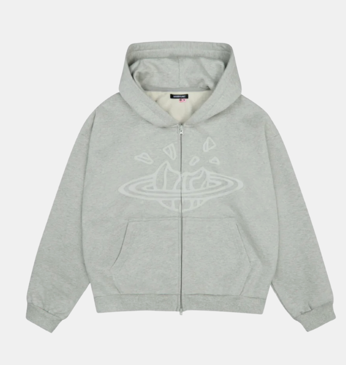 Broken Planet Market Ash Grey Zip-Up Hoodie