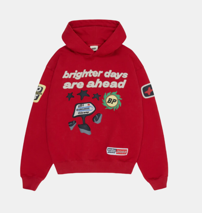 Broken Planet Market Brighter Days Ahead Ruby Red Hoodie