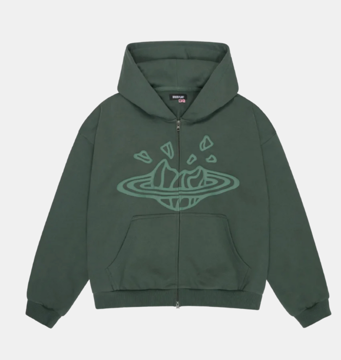 Broken Planet Market Emerald Green Zip-Up Hoodie