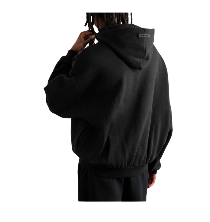 Fear of God Essentials Hoodie 'Jet Black' (FW23) back view