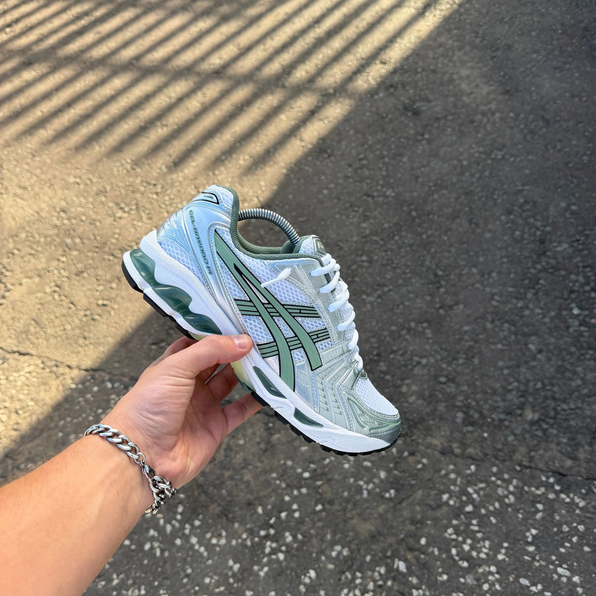 Top view of ASICS Gel-Kayano 14 Slate Grey trainer