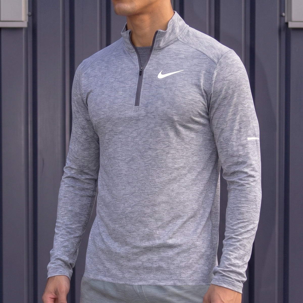 Nike 1/4 Element Running Top Grey worn by model front view