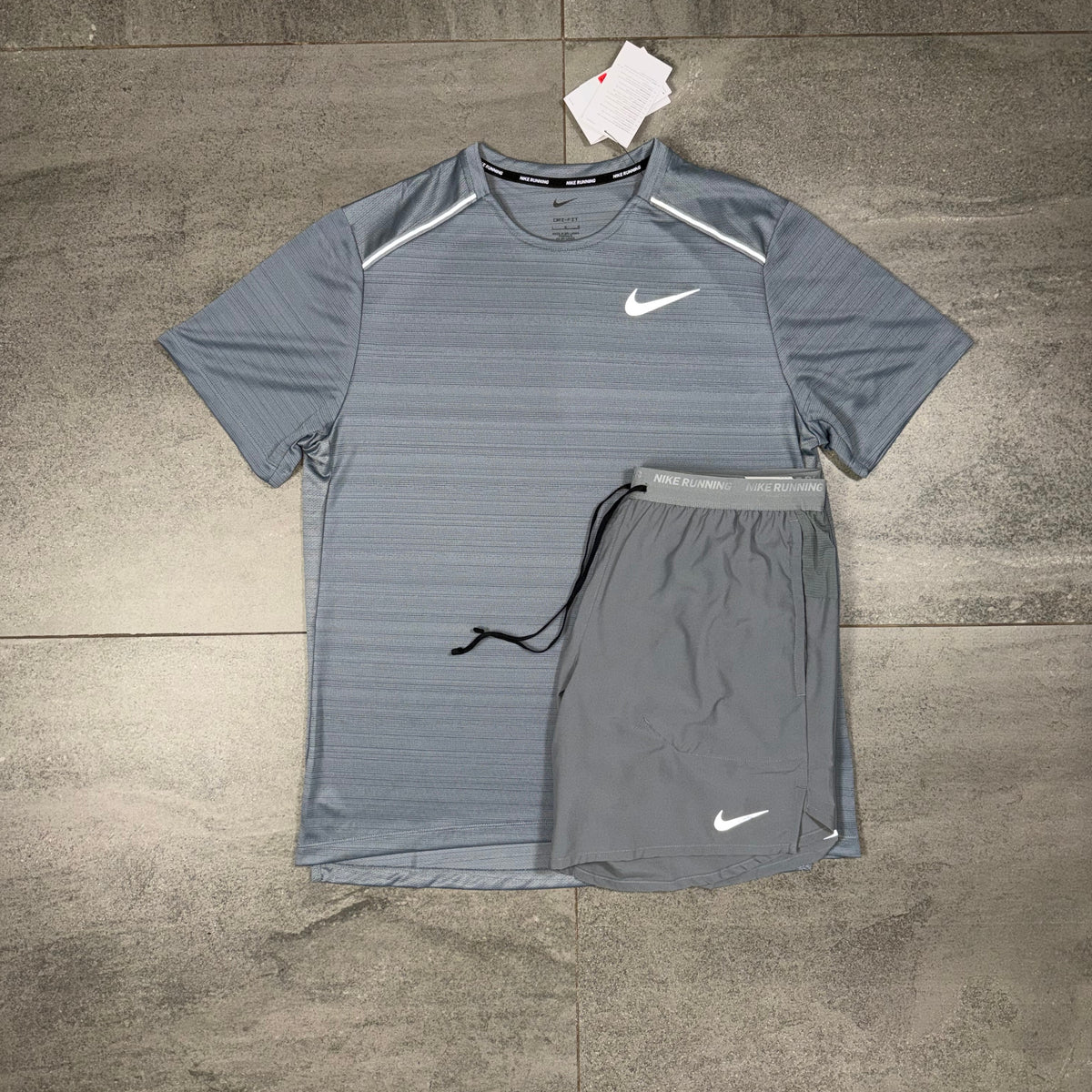 Nike Miler Cool Grey T-Shirt and Grey Flex Stride Shorts Set