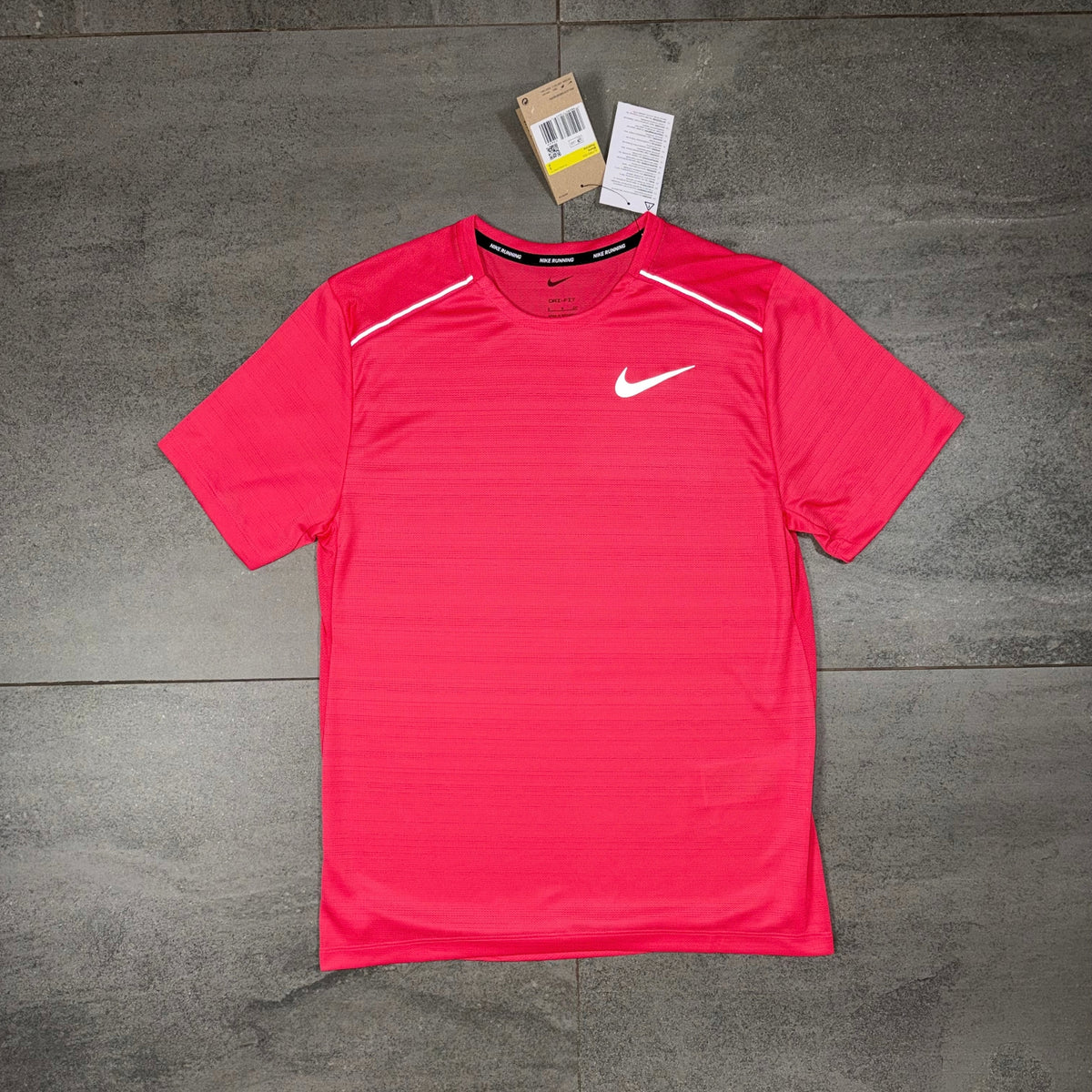 Nike Miler Aster Pink Running T-Shirt front view