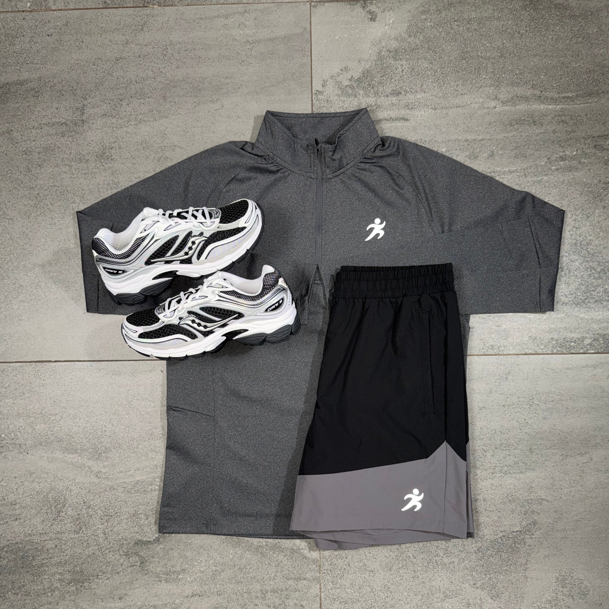 TRIVO Element 1/4 Zip Graphite Grey with matching activewear