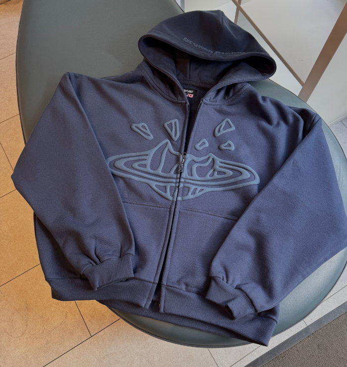 Broken Planet Market Deep Navy Zip-Up Hoodie