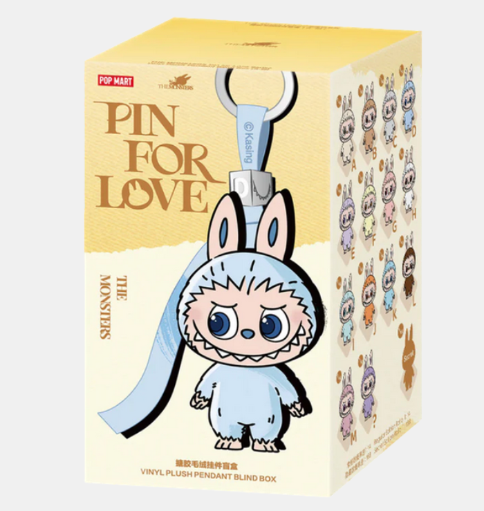 POP MART LABUBU THE MONSTERS PIN FOR LOVE SERIES VINYL PLUSH PENDANT (A-M) - CASE OF 14