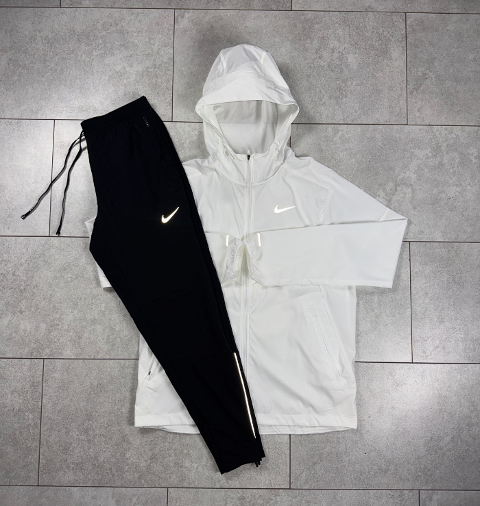 Nike White Windrunner Jacket & Black Nike Phenom Pants Set