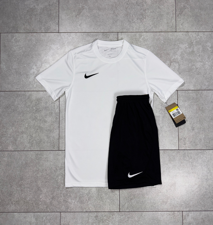 Nike Dri-Fit White & Black Short Set