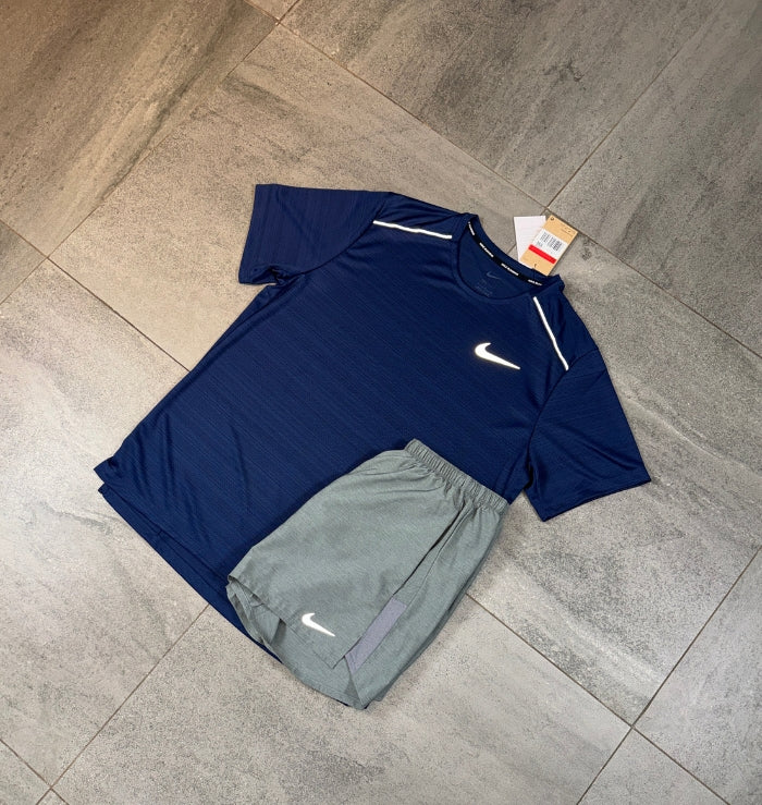 Nike Miler & Challenger Shorts Set 'Midnight Navy/Grey'