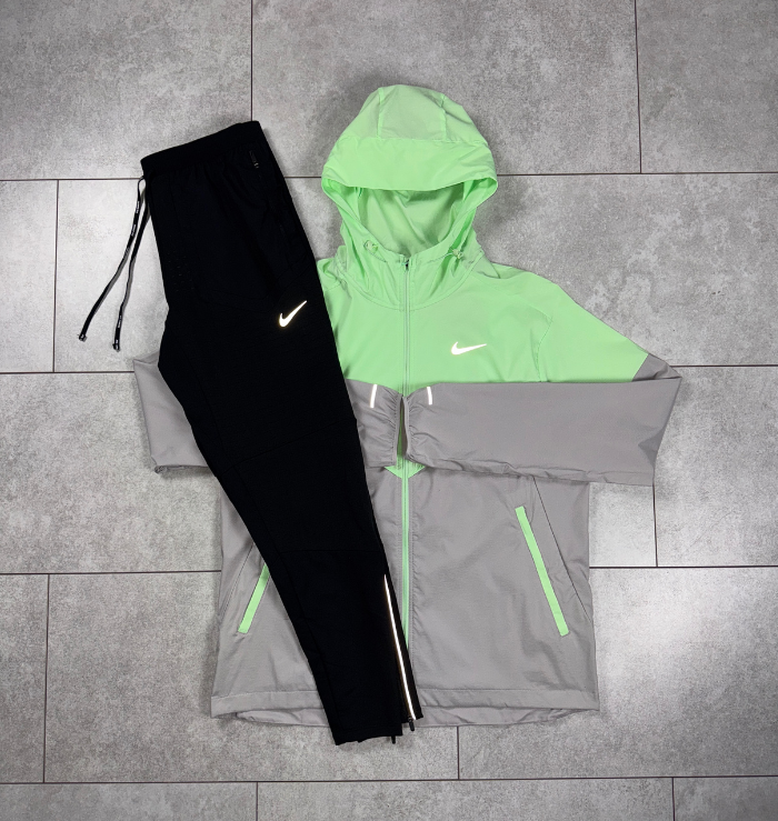 Nike Vapour Green Windrunner Jacket & Black Nike Phenom Pants Set