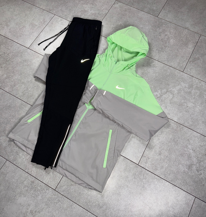 Nike Vapour Green Windrunner Jacket & Black Nike Phenom Pants Set