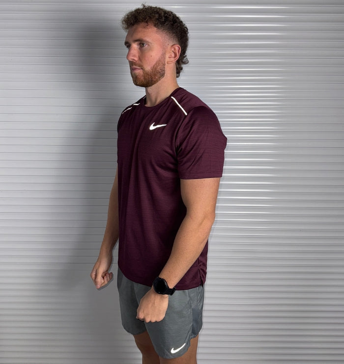 Nike Miler & Challenger Shorts Set 'Maroon/Grey'