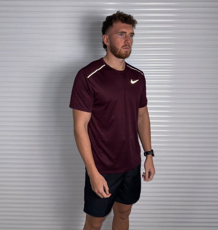 Nike Miler & Challenger Shorts Set 'Maroon/Black'