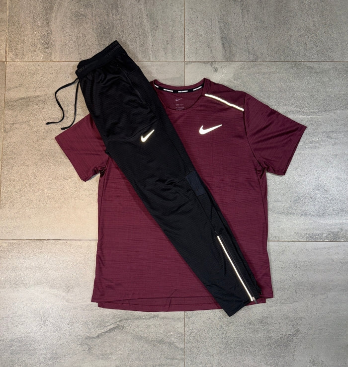 Nike Miler & Phenom Pants Set 'Maroon/Black'