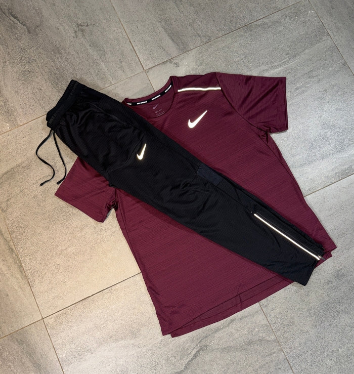Nike Miler & Phenom Pants Set 'Maroon/Black'