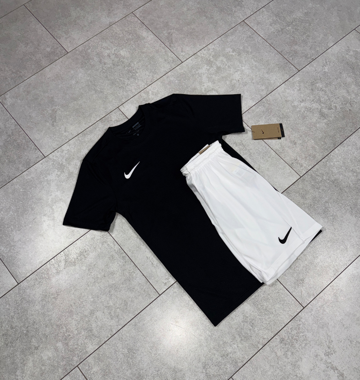 Nike Dri-Fit Black T-Shirt & White Short Set
