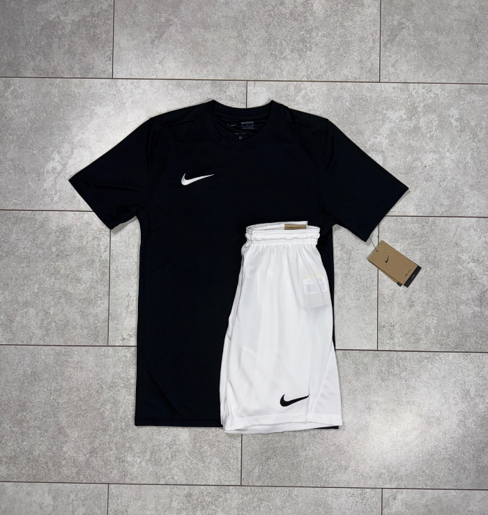 Nike Dri-Fit Black T-Shirt & White Short Set