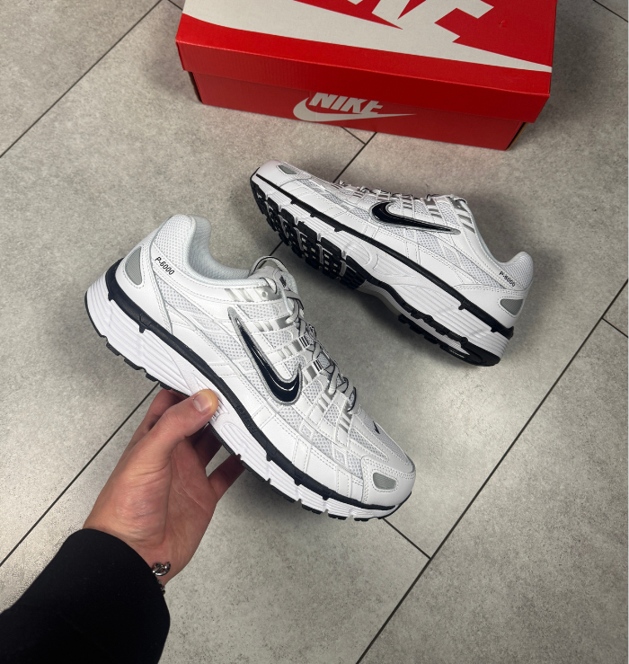 Nike P-6000 White Metallic Silver Black