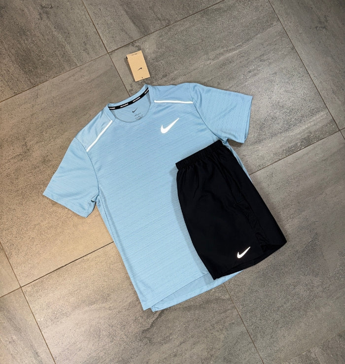Nike Miler & Challenger Shorts Set 'Worn Blue/Black'