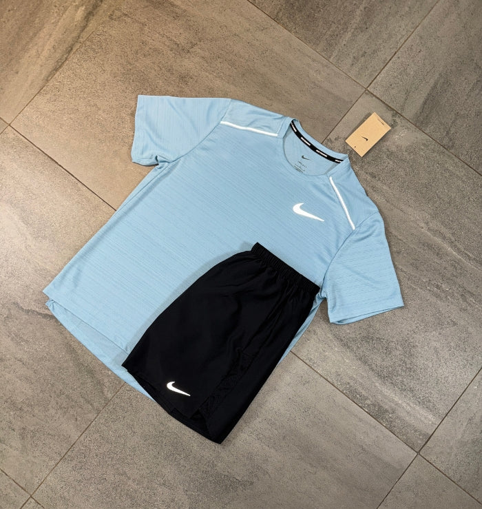 Nike Miler & Challenger Shorts Set 'Worn Blue/Black'