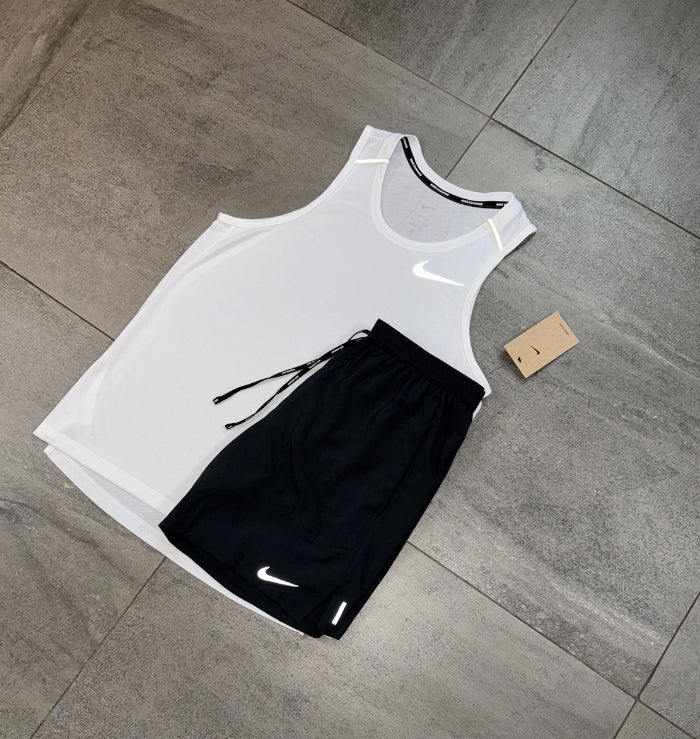 Nike Miler Vest & Flex Short Set 'White/Black'
