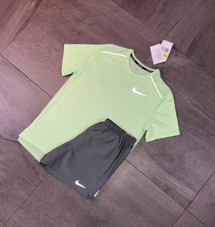 Nike Miler & Challenger Shorts Set 'Vapour Green/Grey'