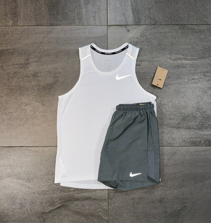 Nike Miler Vest & Challenger Short Set 'White/Grey'