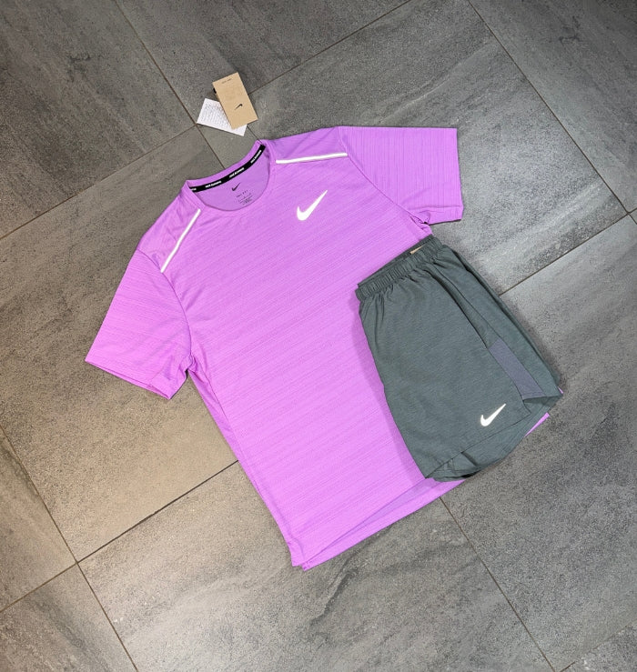 Nike Miler & Challenger Shorts Set 'Rush Fuchsia/Grey'