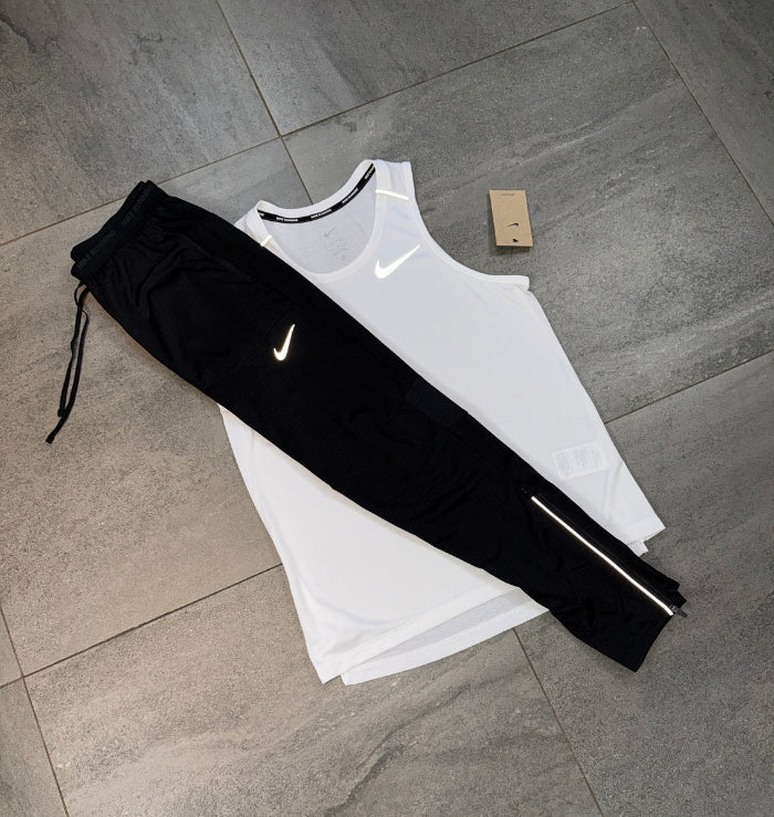 Nike Miler Vest & Phenom Pants Set 'White/Black'