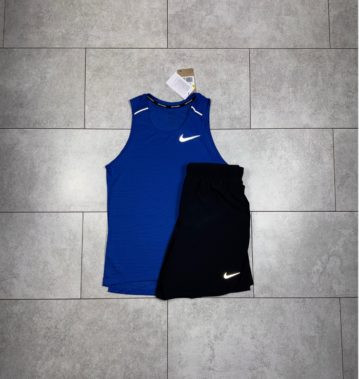 Nike Miler Royal Blue Vest & Black Short Set